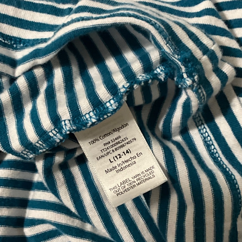 TIME AND TRU Women Striped TSHIRT Dress 100% Cotton Short Sleeve Teal Large - Picture 5 of 5